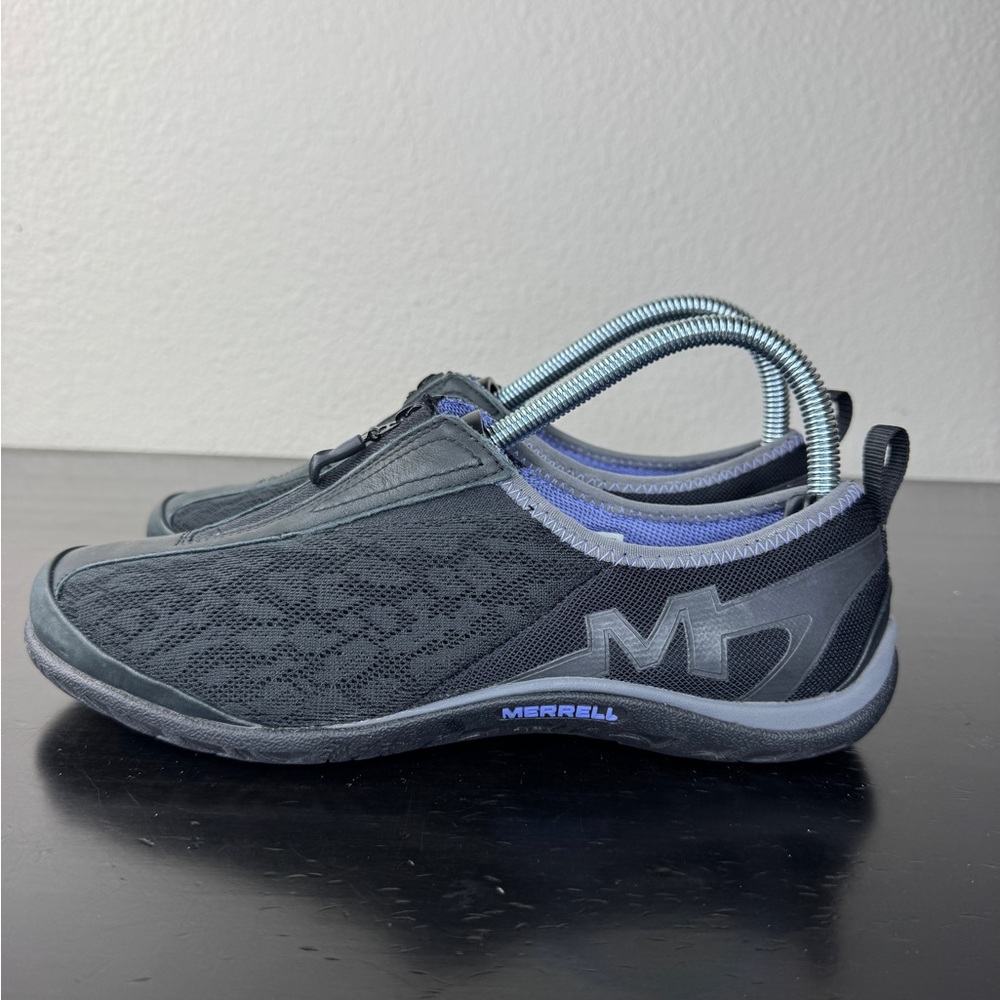 Merrell Minimalist Shoes Womens 7.5 Black Zip Up Flats Enlighten Glitz Breeze